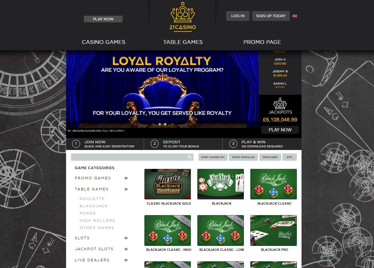 21 casino blackjack uk